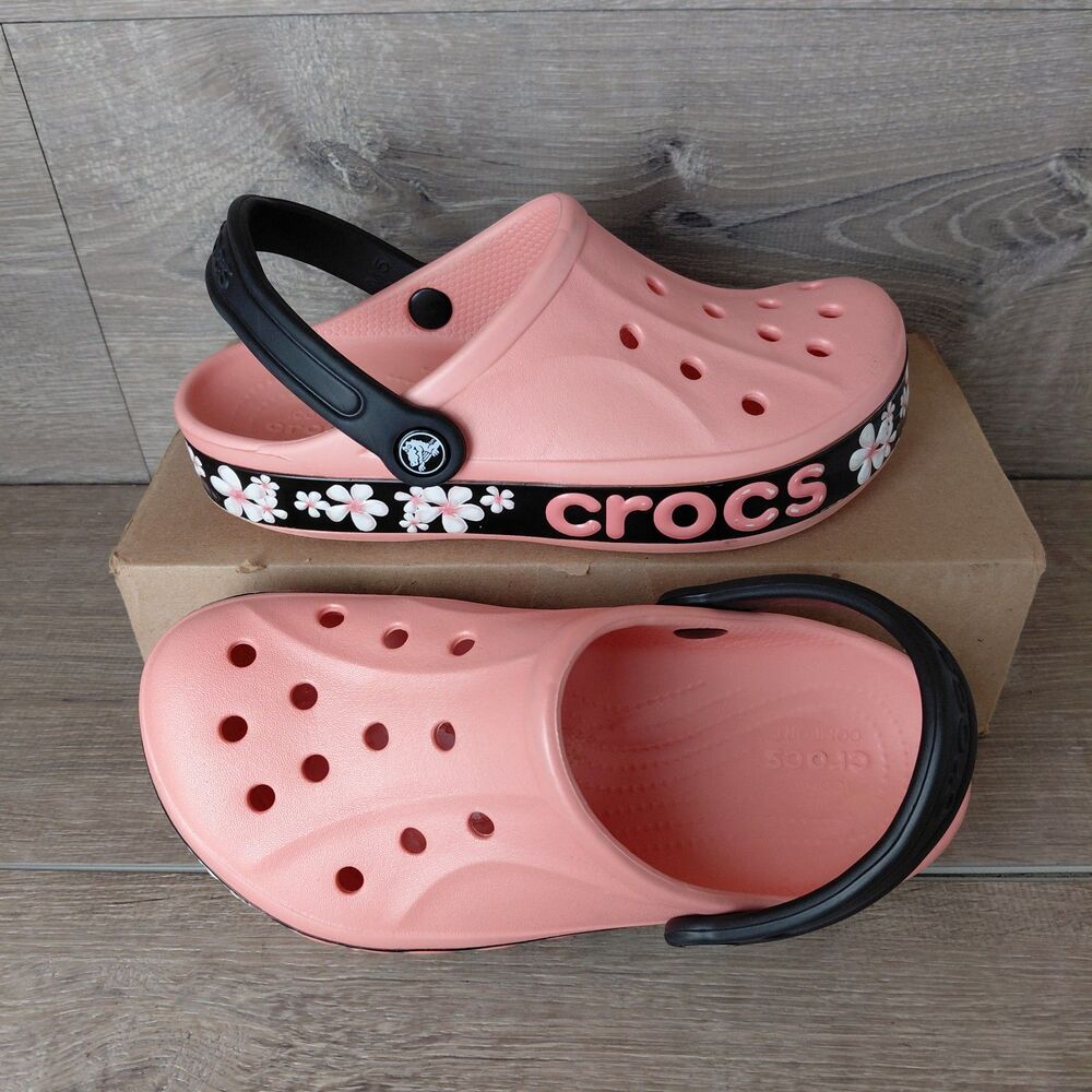 Crocs Bayaband Graphic II Clogs Womens 7 Pink Melon Floral Seasonal Print Shoes